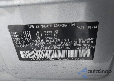 2019 Subaru Legacy 3.6R Limited from USA, damaged, VIN 4S3BNEN62K3010535